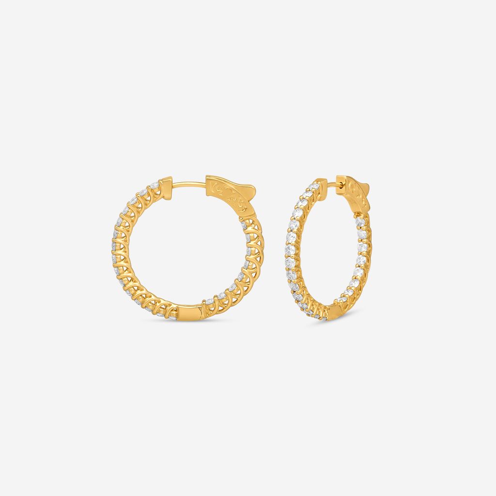 Ina Mar 14K Yellow Gold Diamond Round Hoop Earrings E1139B-FY-200F - THE SOLIST