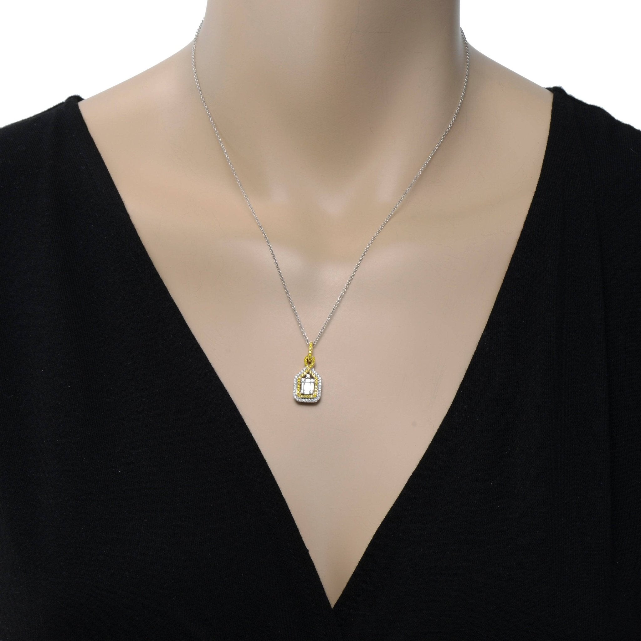 Gregg Ruth 14K White and Yellow Gold, White Diamond 0.47ct. tw. and Fancy Yellow Diamond Pendant Necklace 47285 - THE SOLIST - Gregg Ruth