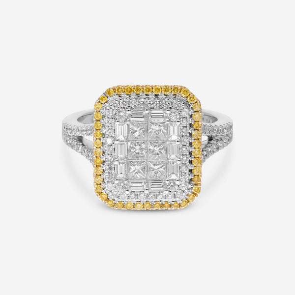 Gregg Ruth 14K White and Yellow Gold, White Diamond 1.15ct. tw. and Fancy Yellow Diamond Engagement Ring - THE SOLIST - Gregg Ruth