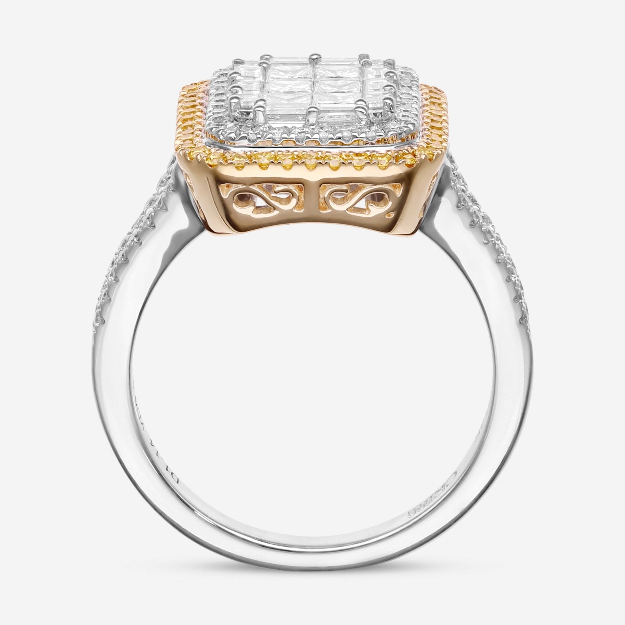 Gregg Ruth 14K White and Yellow Gold, White Diamond 1.15ct. tw. and Fancy Yellow Diamond Engagement Ring - THE SOLIST - Gregg Ruth