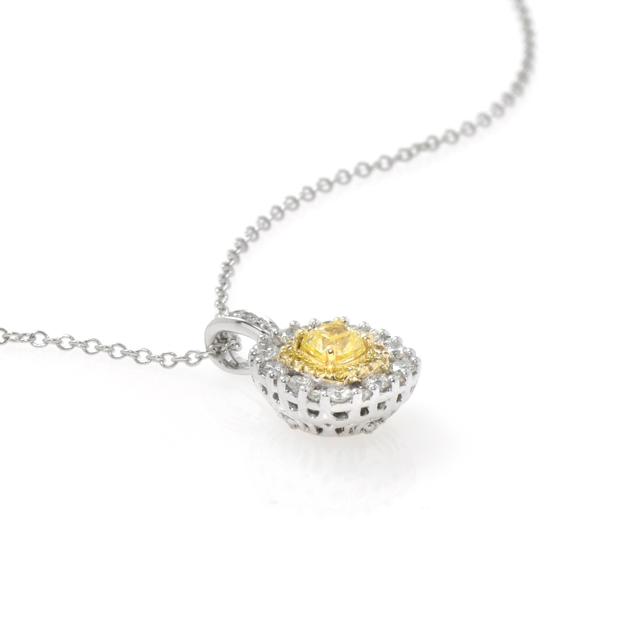 Gregg Ruth 14K White Gold, Fancy Yellow Diamond 0.29ct. and White Diamond 0.49ct. tw. Pendant Necklace 603854 - THE SOLIST - Gregg Ruth