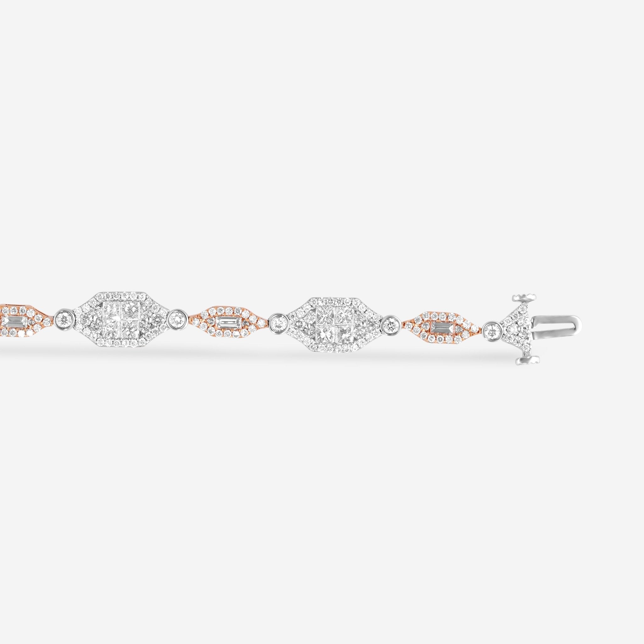 Gregg Ruth 18K White and Rose Gold, Diamond 4.02ct. tw. Diamond and Fancy Pink Diamond Tennis Bracelet 050113 - GCR/000849 - THE SOLIST - Gregg Ruth