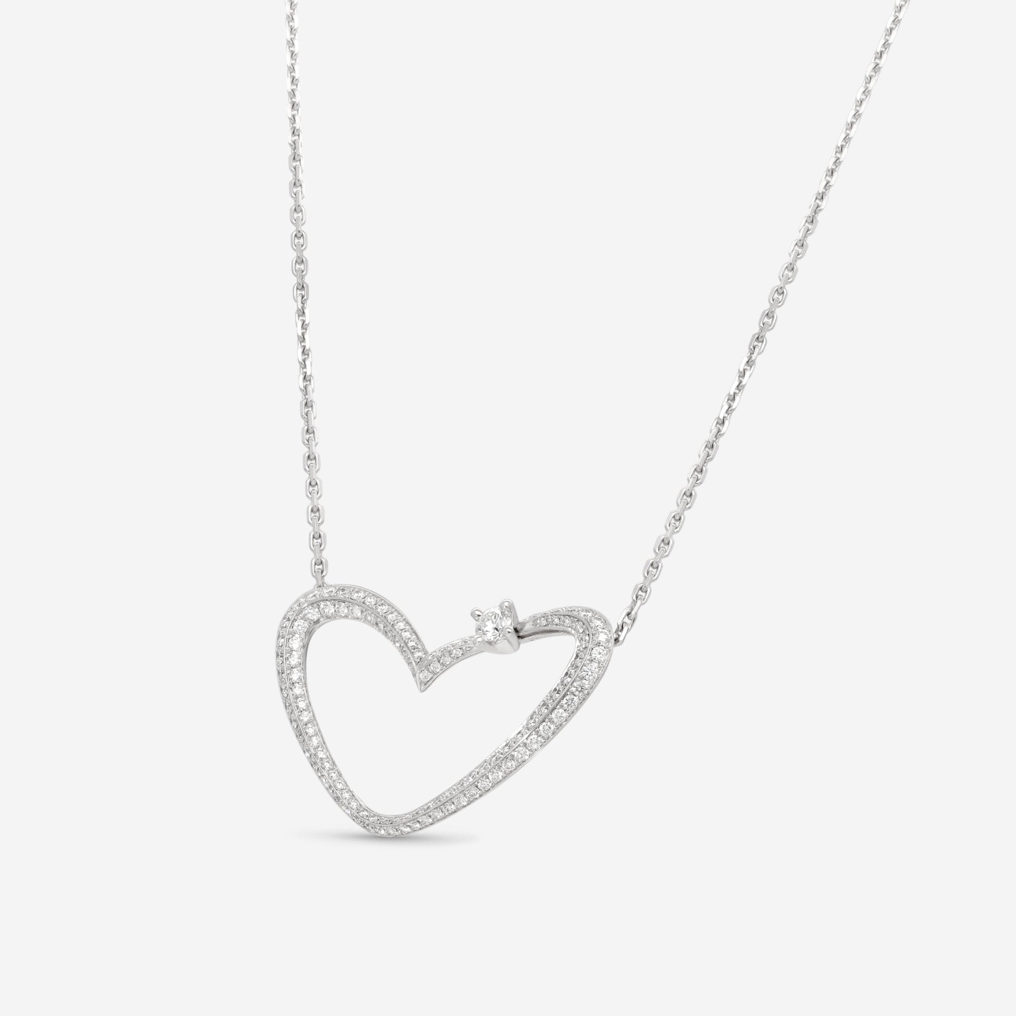 Gubelin 18K White Gold Diamond Heart Collier Pendant Necklace 42A - 1154 - THE SOLIST - Gubelin