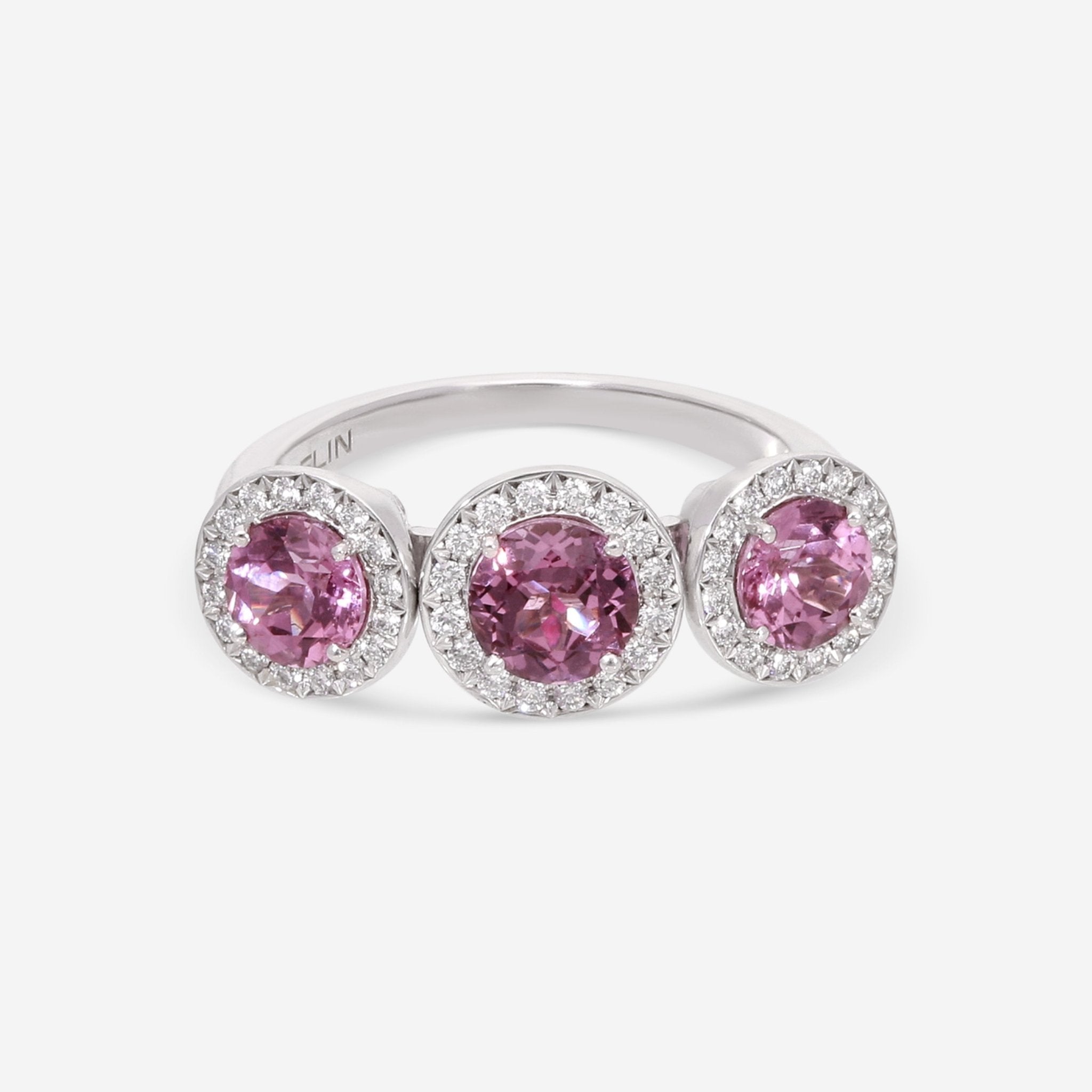 Gübelin 18K White Gold Pink Spinel & Diamond Ring 57A-1774