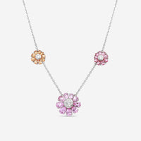 Gubelin 18K White Gold Pink Spinel, Orange Garnet & Diamond Flower Necklace 42A - 1186 - THE SOLIST - Gubelin