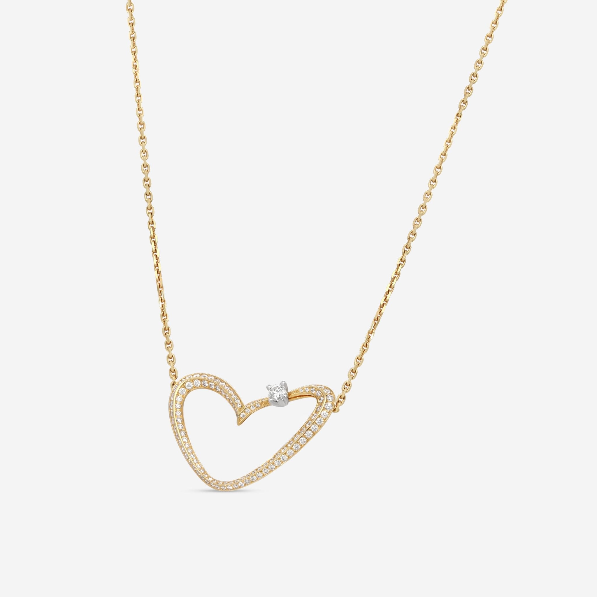 Gubelin 18K Yellow Gold Diamond Heart Collier Pendant 42C - 1154 - THE SOLIST - Gubelin