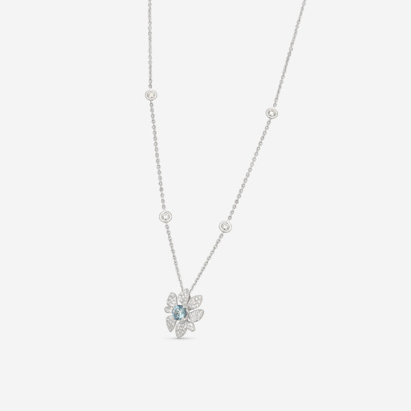 Gubelin Belize 18K White Gold Aquamarine & Diamond Flower Pendant 42A - 1178 - THE SOLIST - Gubelin