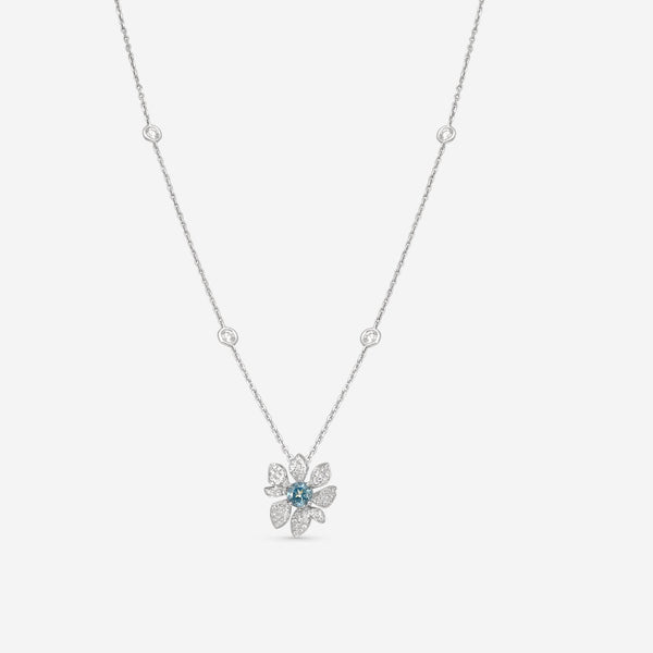 Gubelin Belize 18K White Gold Aquamarine & Diamond Flower Pendant 42A - 1178 - THE SOLIST - Gubelin