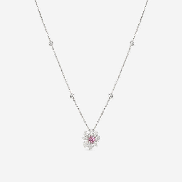 Gubelin Belize 18K White Gold Pink Spinel & Diamond Flower Pendant 42A - 1178 - THE SOLIST - Gubelin