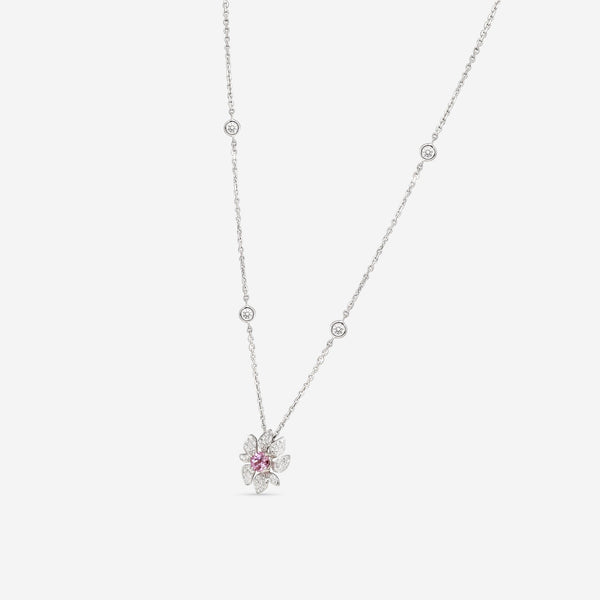 Gubelin Belize 18K White Gold Pink Spinel & Diamond Flower Pendant 42A - 1178 - THE SOLIST - Gubelin