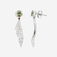 Gubelin Feather 18K White Gold Sapphire & Diamond Feather Drop Earrings 44A - 1459.3 - THE SOLIST - Gubelin