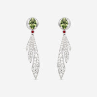 Gubelin Feather 18K White Gold Sapphire & Diamond Feather Drop Earrings 44A - 1459.3 - THE SOLIST - Gubelin