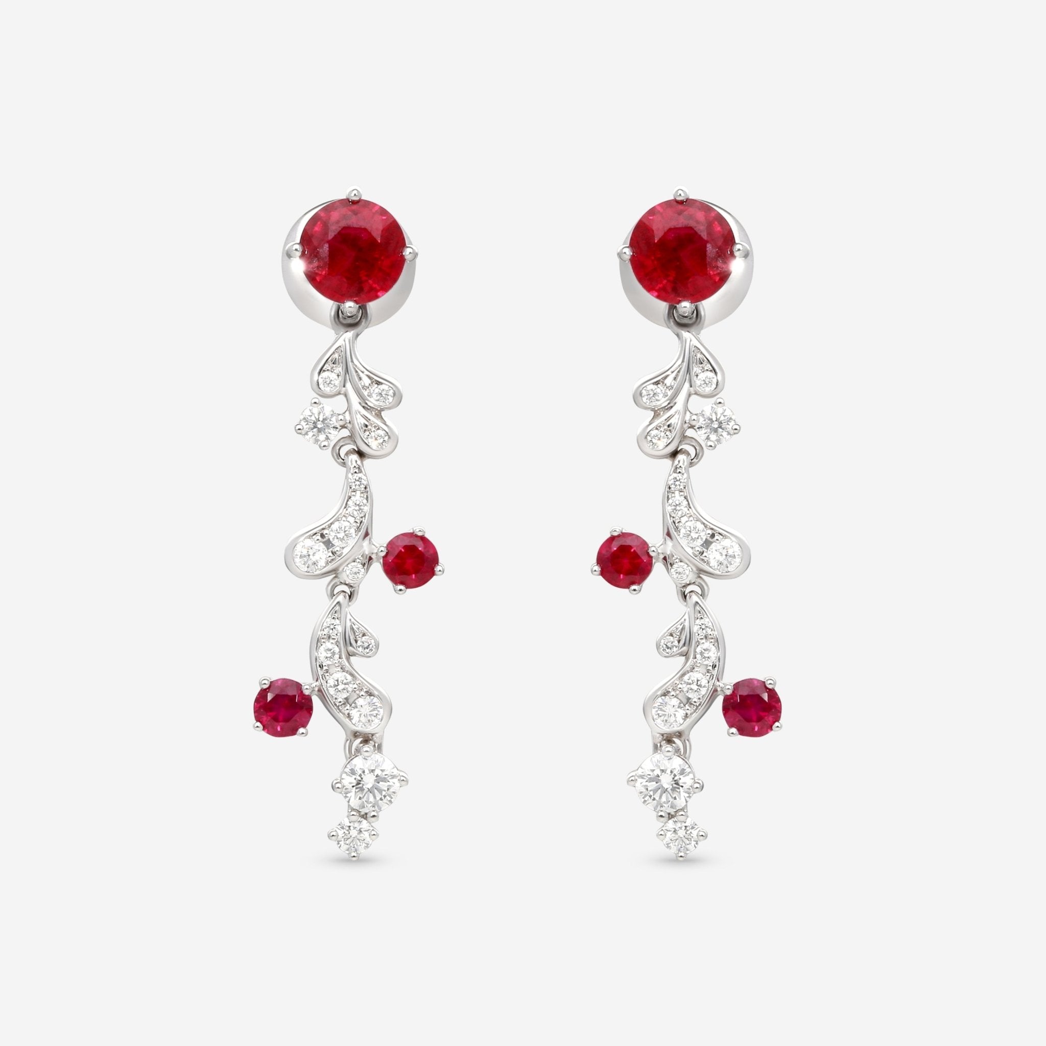 Gubelin Grace of the Sea Anemone 18K White Gold Ruby & Diamond Drop Earrings 44A - 1324 - THE SOLIST - Gubelin