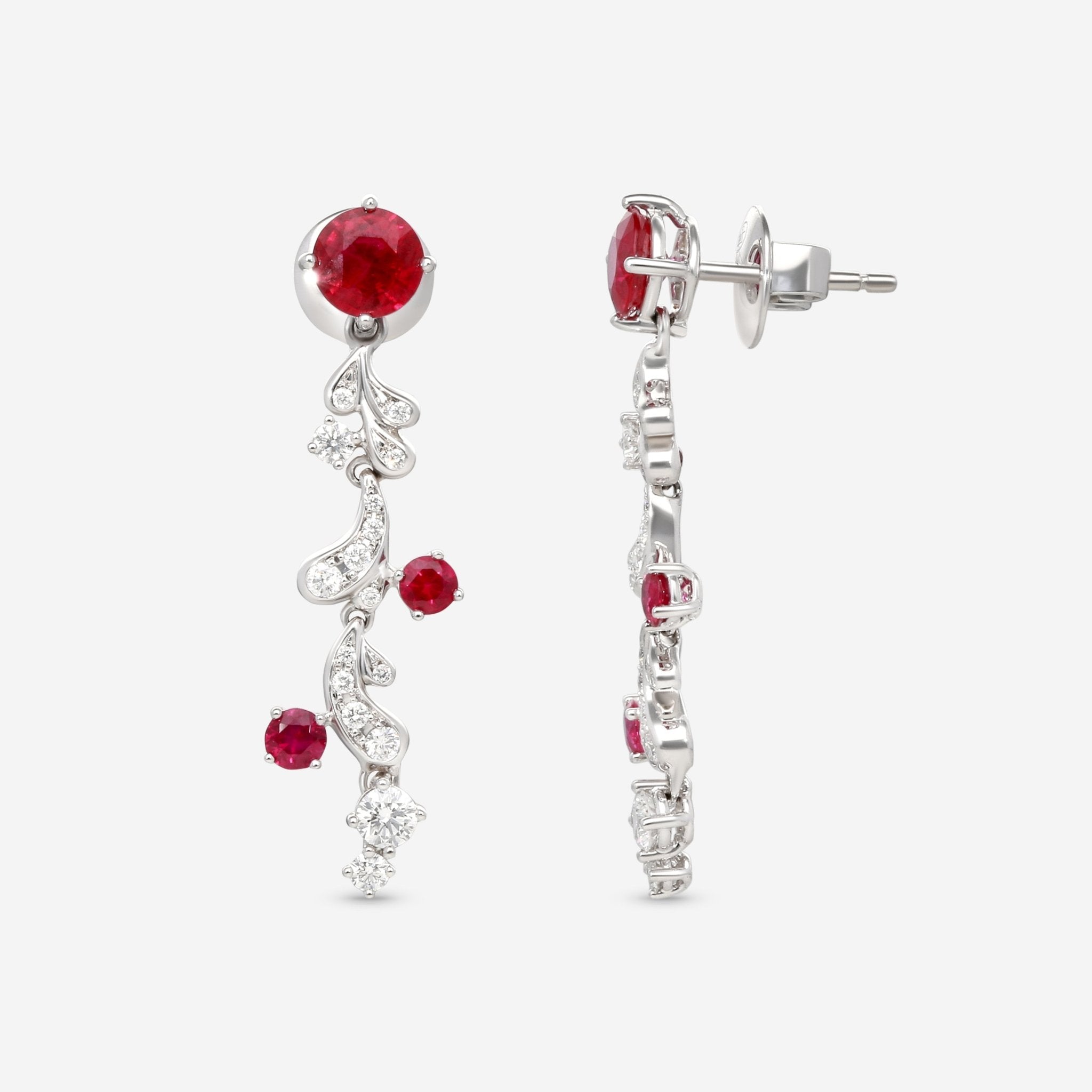 Gubelin Grace of the Sea Anemone 18K White Gold Ruby & Diamond Drop Earrings 44A - 1324 - THE SOLIST - Gubelin