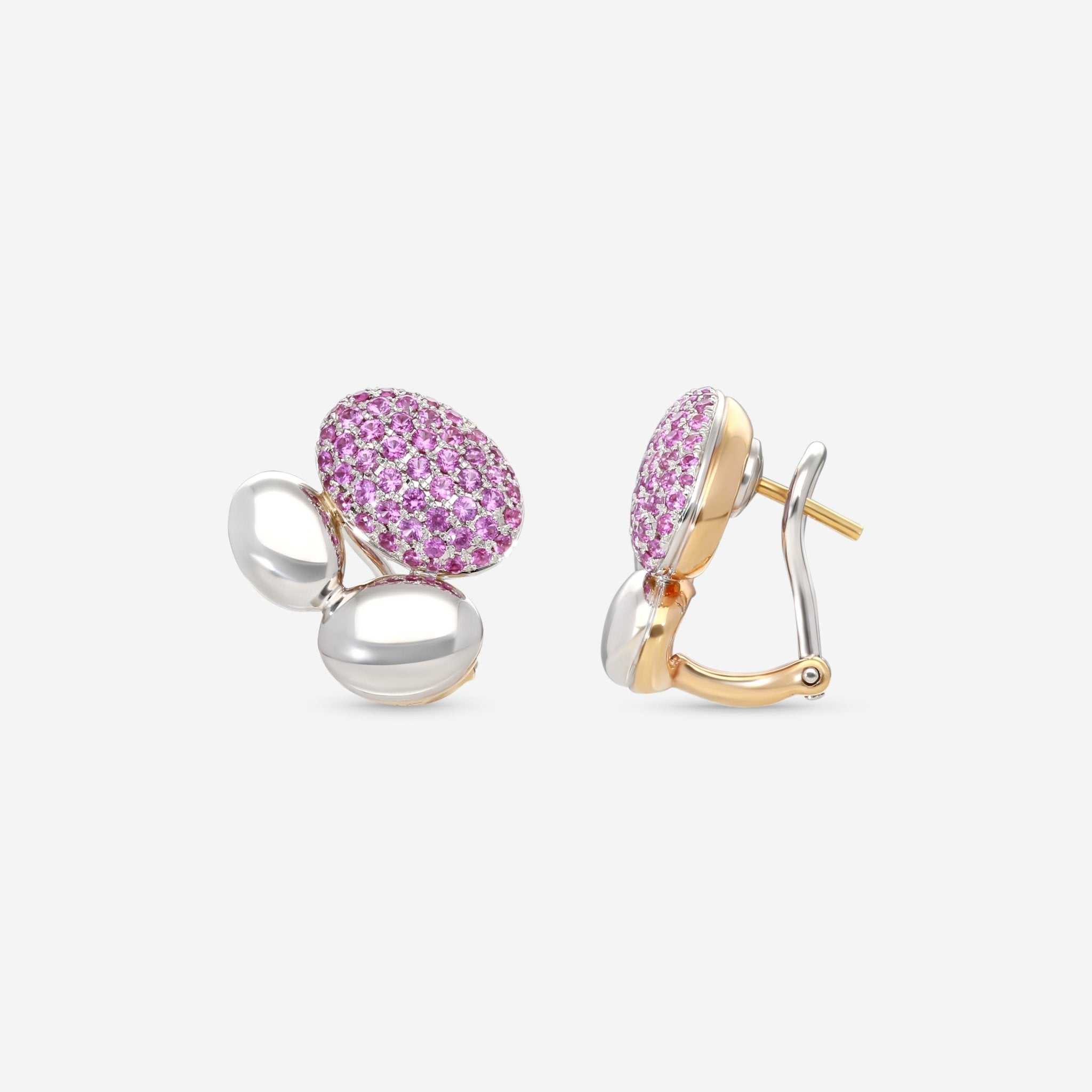 Gubelin Madagascar 18K White & Rose Gold Pink Sapphire Clip Earrings 44K - 1233.8 - THE SOLIST - Gubelin