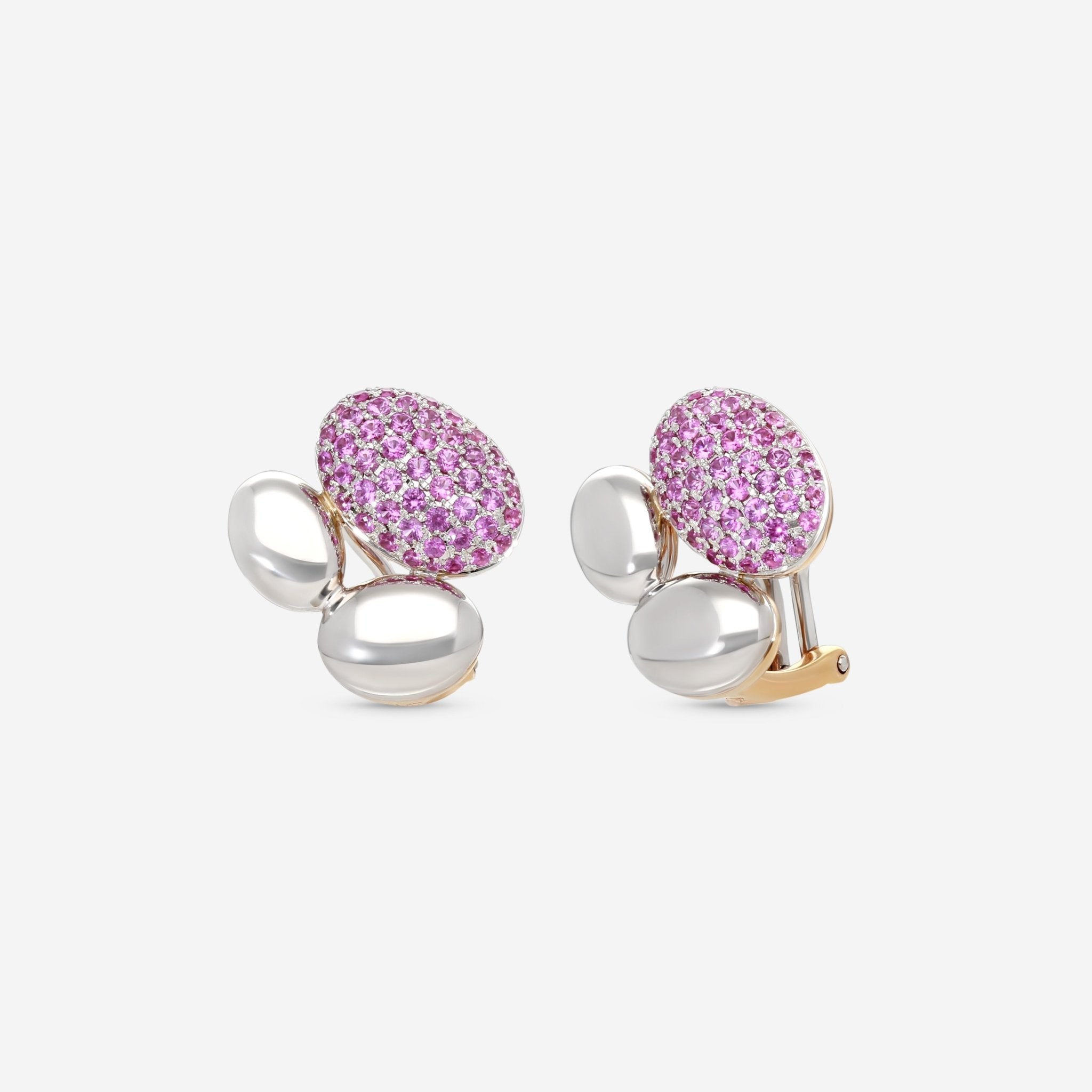 Gubelin Madagascar 18K White & Rose Gold Pink Sapphire Clip Earrings 44K - 1233.8 - THE SOLIST - Gubelin