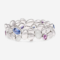 Gübelin Madagaskar 18K White Gold Multicolor Sapphire & Diamond Bracelet 7" 40A-0536 - THE SOLIST