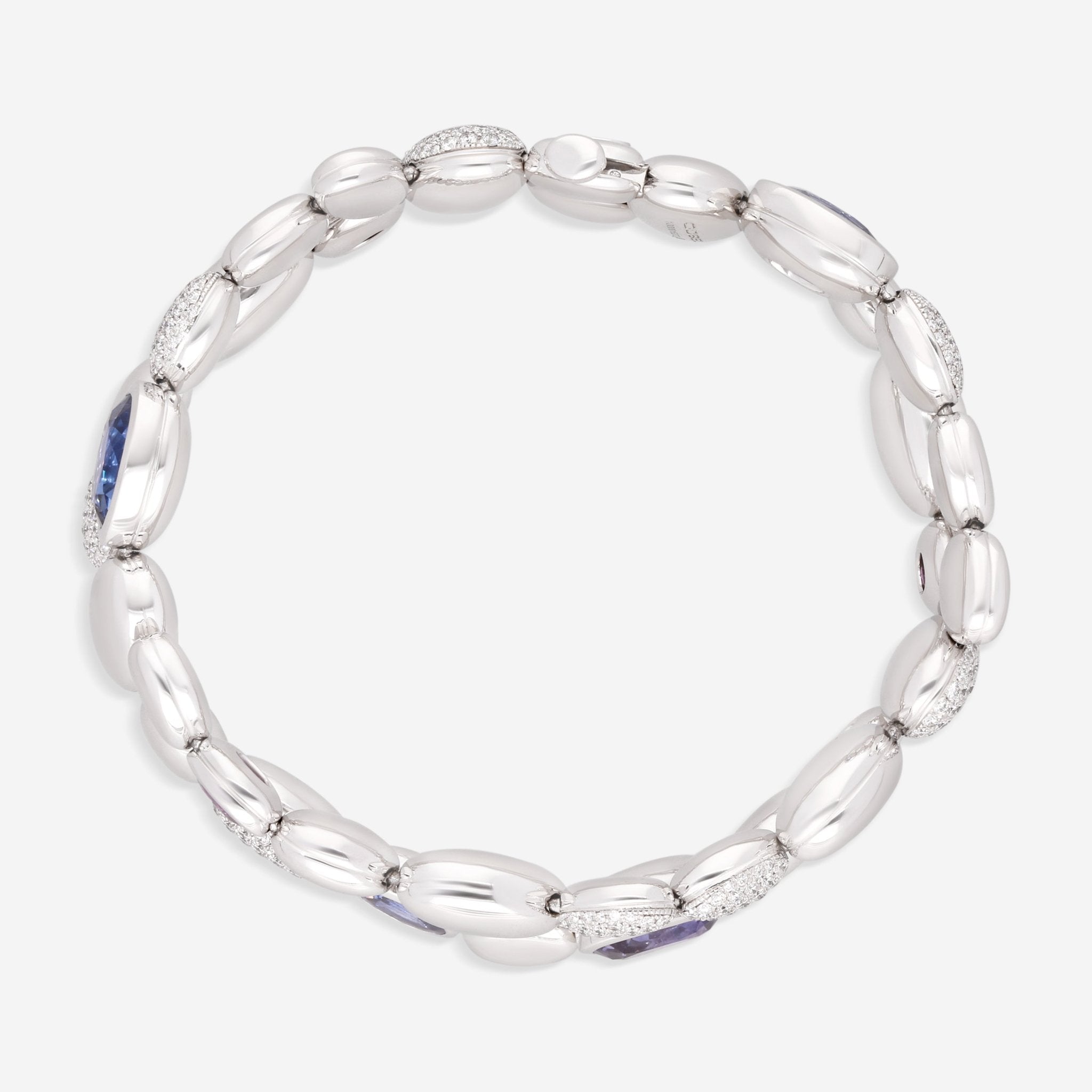 Gübelin Madagaskar 18K White Gold Multicolor Sapphire & Diamond Bracelet 7