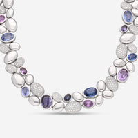 Gübelin Madagaskar 18K White Gold Multicolor Sapphire & Diamond Necklace 42A - 1112 - THE SOLIST - Gübelin