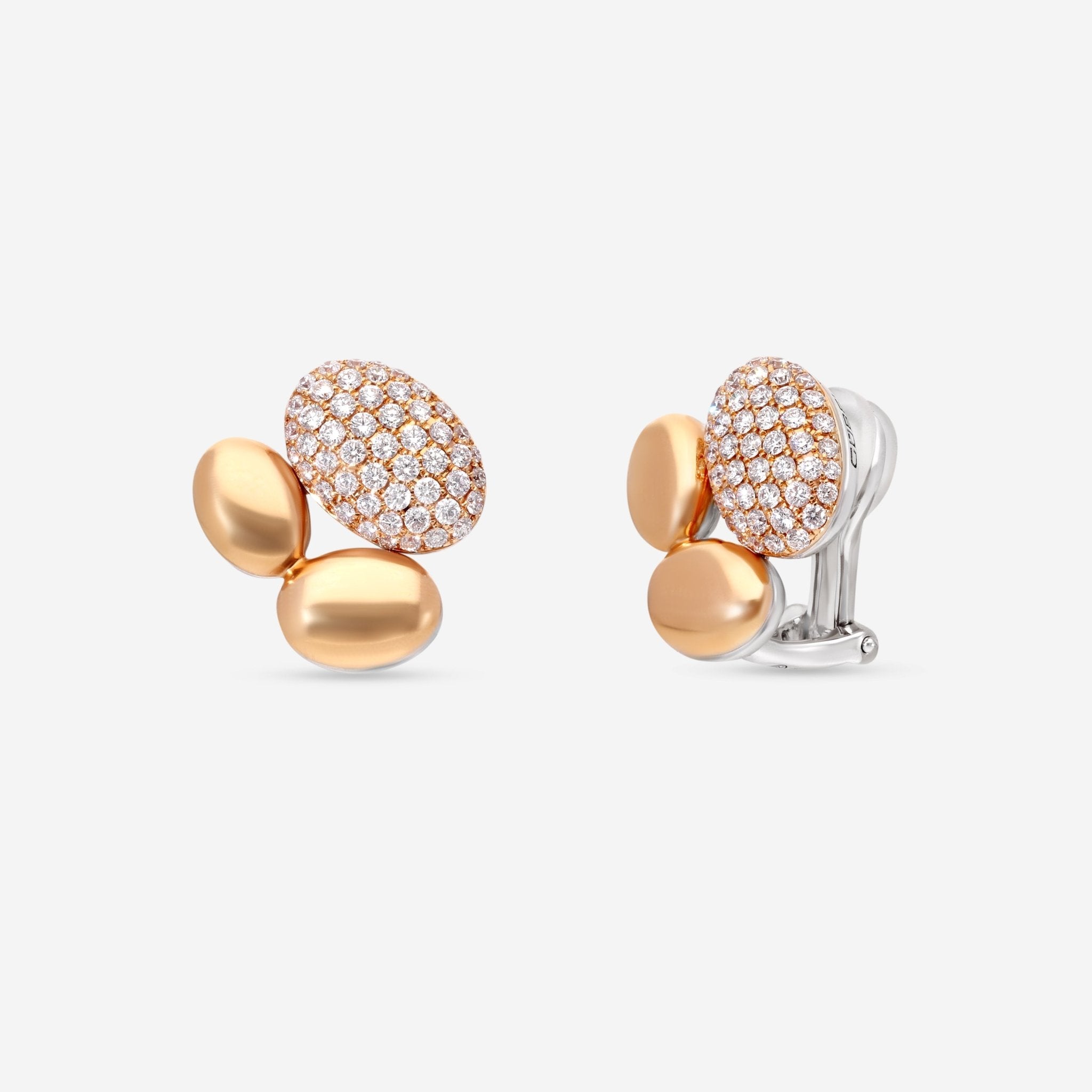 Gübelin Madagaskar 18K White & Red Gold Diamond Clip Earrings 44K - 1233.7 - THE SOLIST - Gübelin