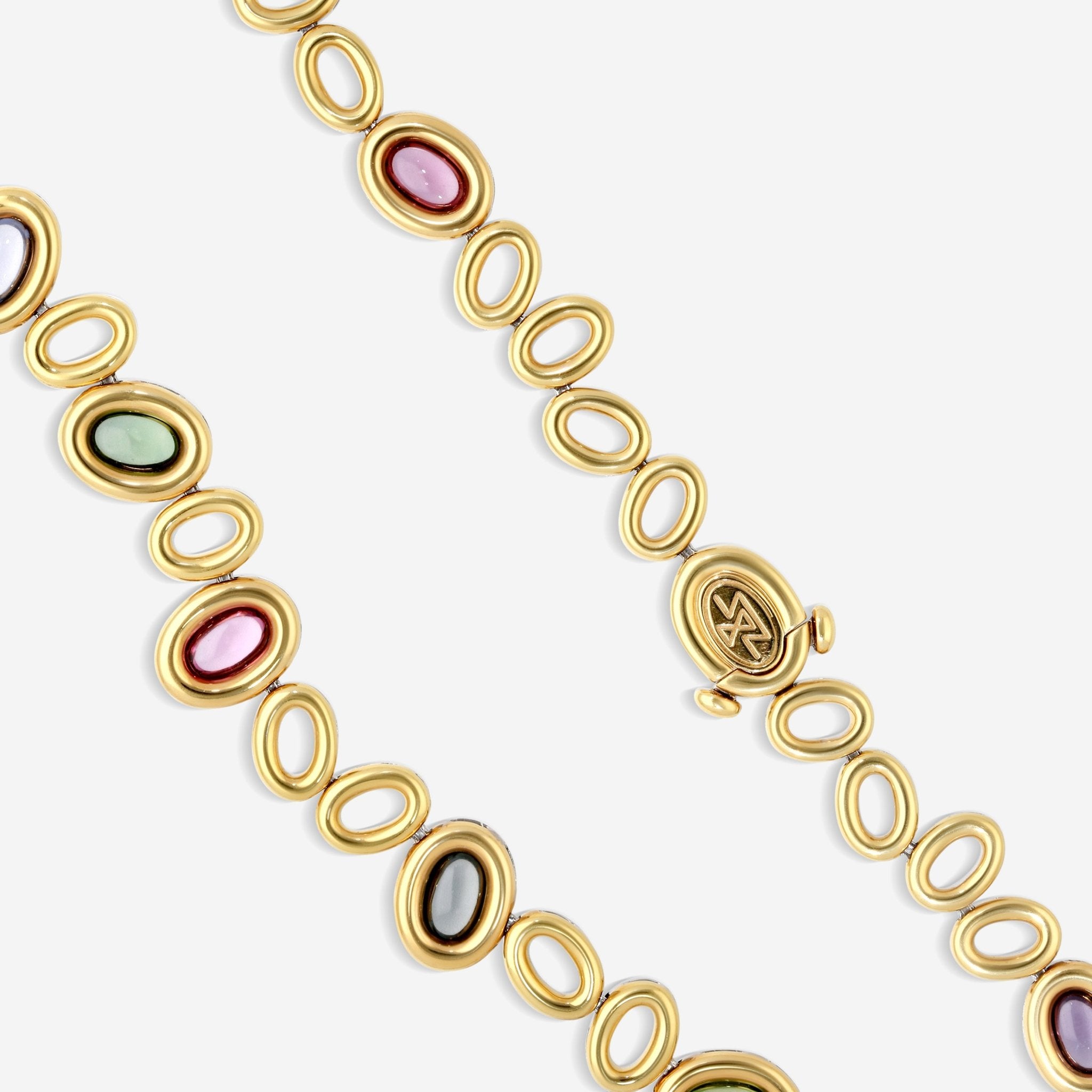 Gubelin Madagaskar 18K White & Yellow Gold Multicolor Spinel & Green Tourmaline Collar Necklace 42K - 1133.3 - THE SOLIST - Gubelin