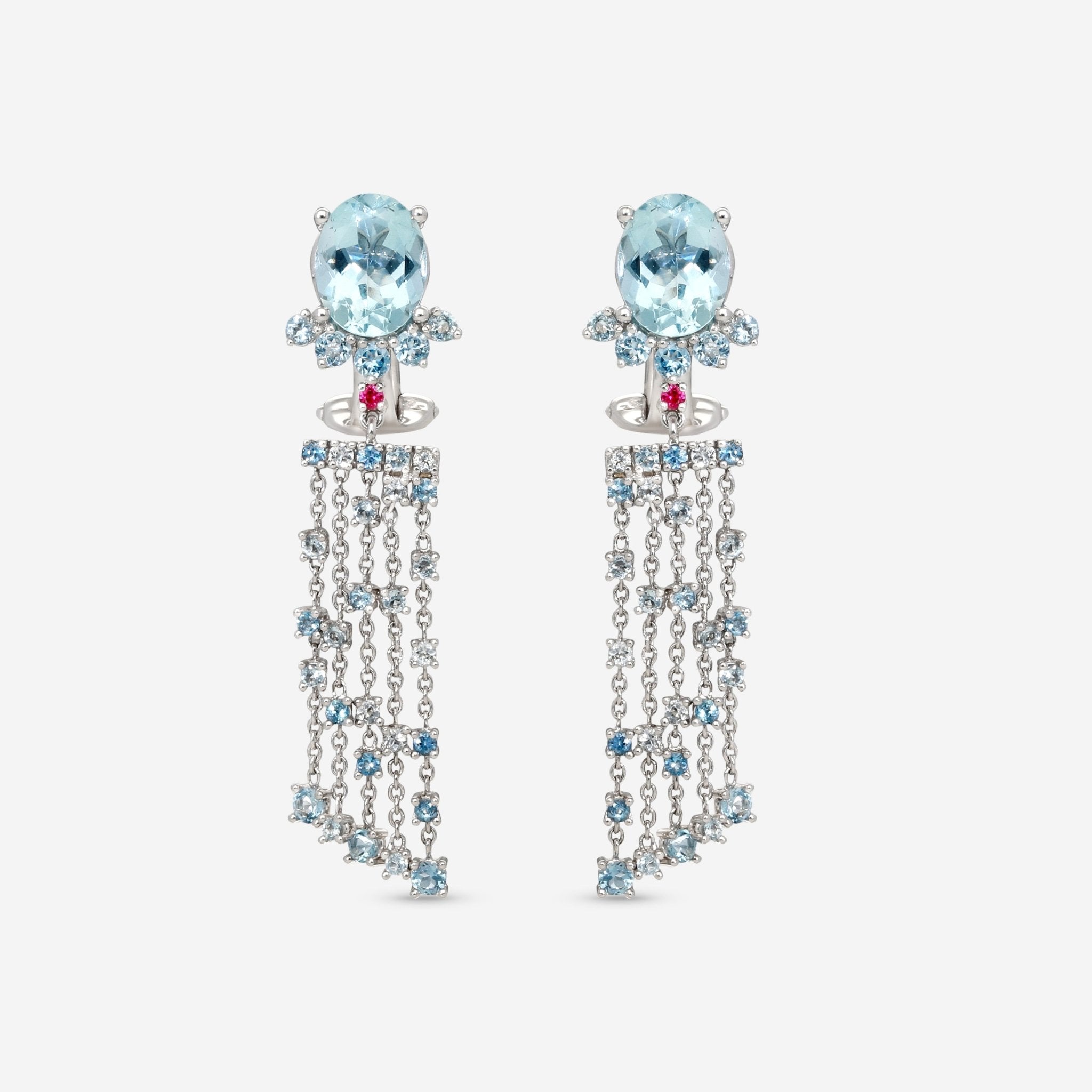 Gübelin Ornaments of Flowers 18K White Gold Aquamarine Drop Earrings 44A - 1330.3 - THE SOLIST - Gübelin