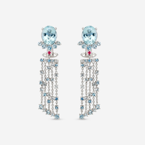 Gübelin Ornaments of Flowers 18K White Gold Aquamarine Drop Earrings 44A - 1330.3 - THE SOLIST - Gübelin