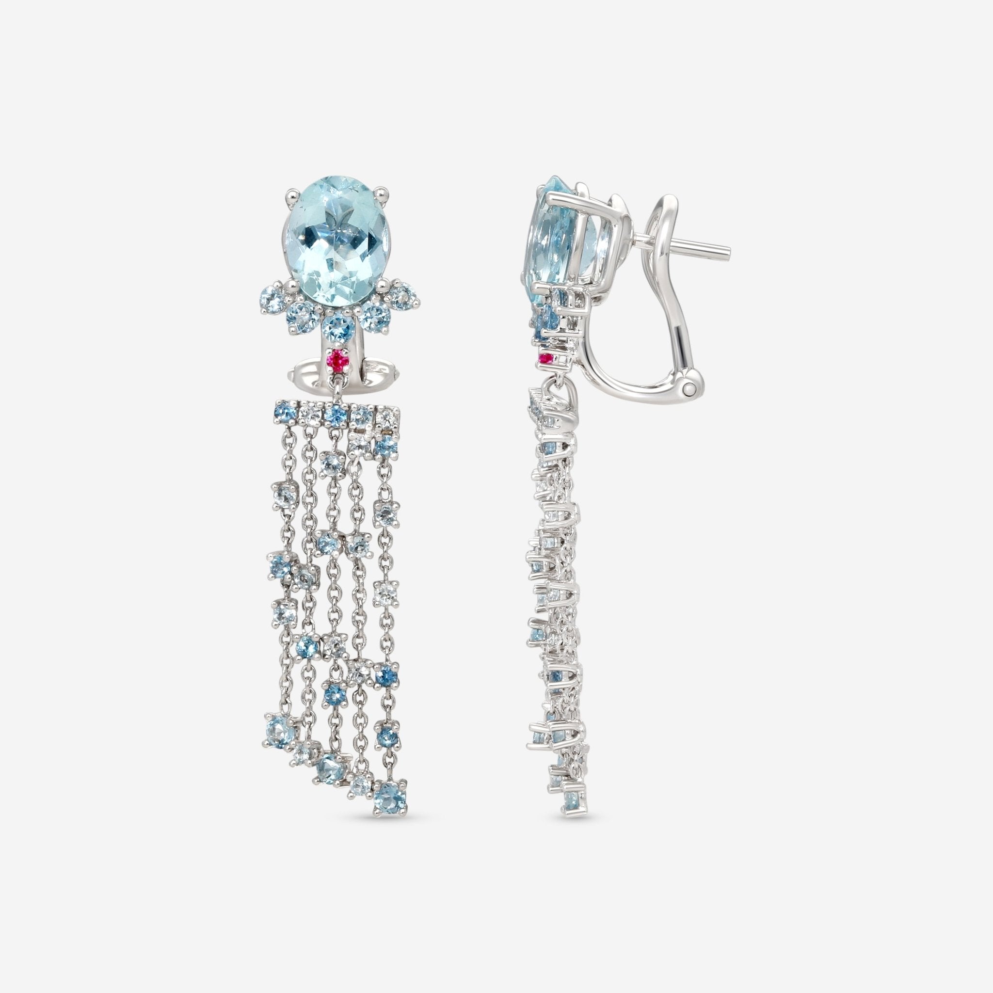 Gubelin Ornaments of Flowers 18K White Gold Aquamarine Drop Earrings 44A - 1330.3 - THE SOLIST - Gubelin