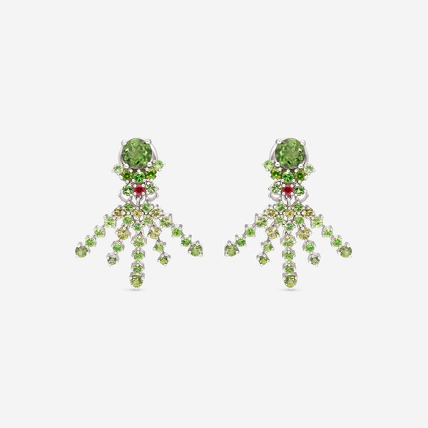 Gübelin Ornaments of Flowers 18K White Gold Green Tourmaline & Tsavorite Drop Earrings 44A - 1329.2 - THE SOLIST - Gübelin