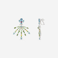 Gubelin Ornaments of Flowers 18K White Gold Multi - Gemstone Drop Earrings 44A - 1328.1 - THE SOLIST - Gubelin