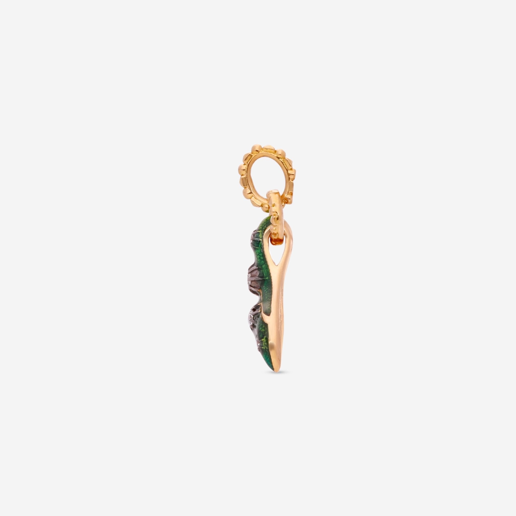 Gucci 18K Yellow Gold & Green Enamel Diamond Fin Charm YBG525102004 - THE SOLIST - Gucci