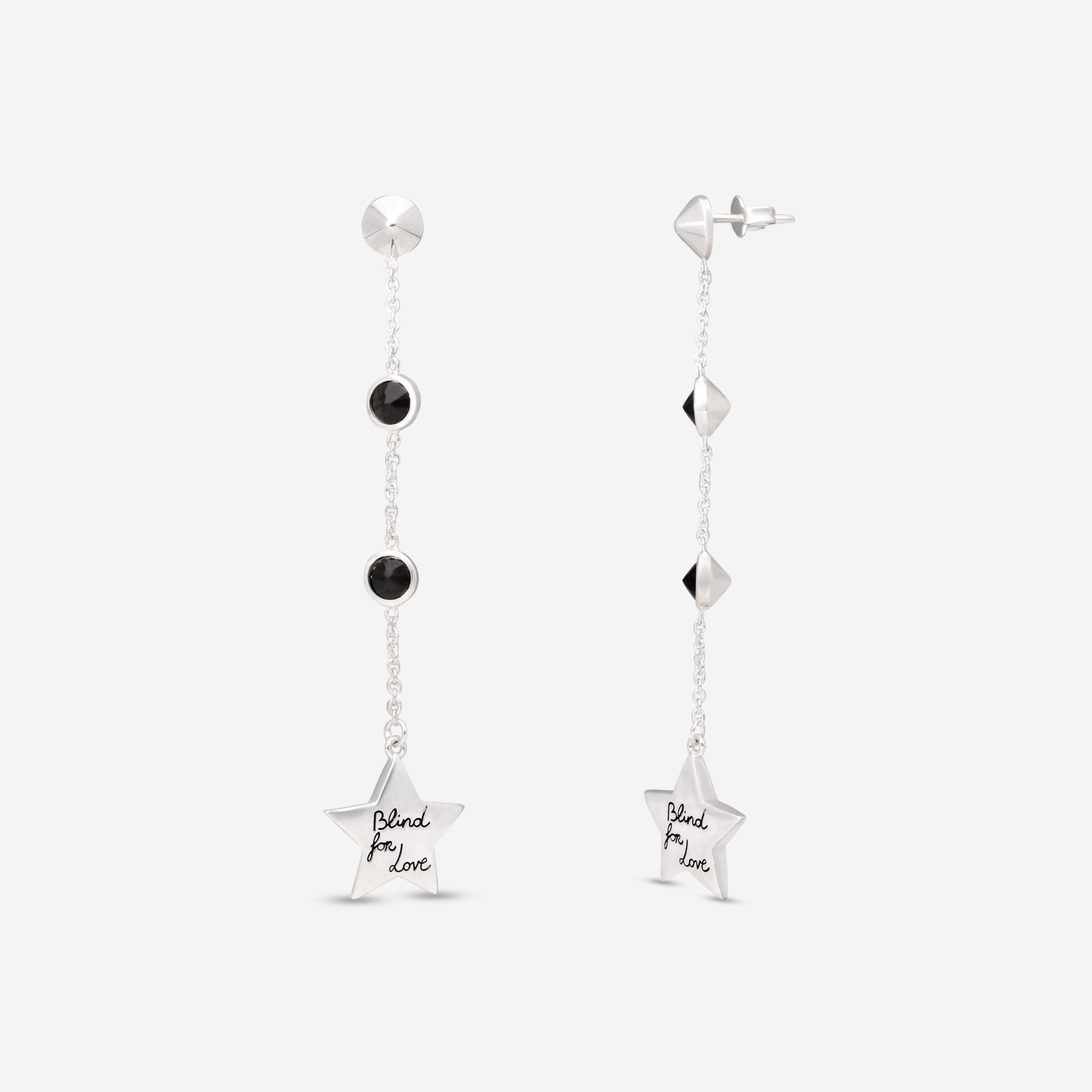 Gucci Blind For Love Sterling Silver Black Spinel Drop Earrings YBD502160001 - THE SOLIST - Gucci