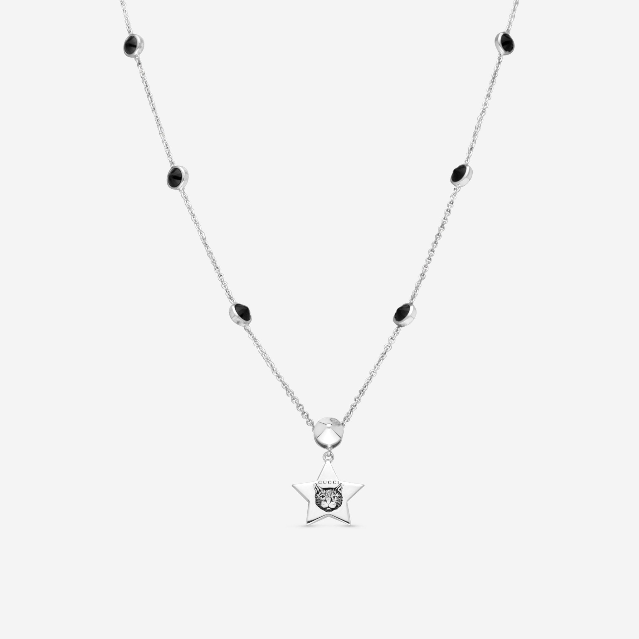 Gucci Blind For Love Sterling Silver Black Spinel Star Silver Pendant Necklace YBB502186001 - THE SOLIST - Gucci