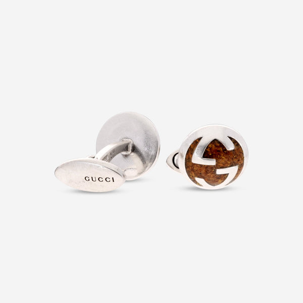 Gucci Brown Enamel & Sterling Silver Cufflinks YBE661585001 - THE SOLIST - Gucci