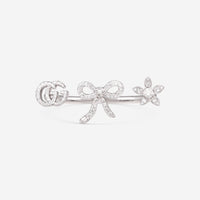 Gucci Interlocking G 18K White Gold Flora Multifinger Ring with Diamonds YBC582021001 - THE SOLIST - Gucci