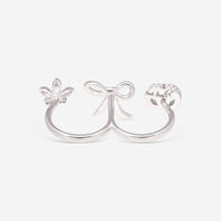 Gucci Interlocking G 18K White Gold Flora Multifinger Ring with Diamonds YBC582021001 - THE SOLIST - Gucci