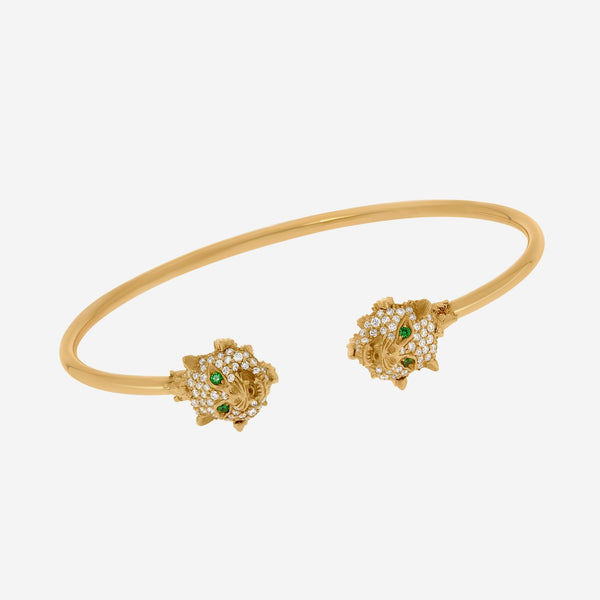 Gucci Le Marche Des Merveilles 18K Yellow Gold, Diamond 0.63ct. tw. and Tsavorite Cuff Bracelet YBA482053001017 - THE SOLIST - Gucci