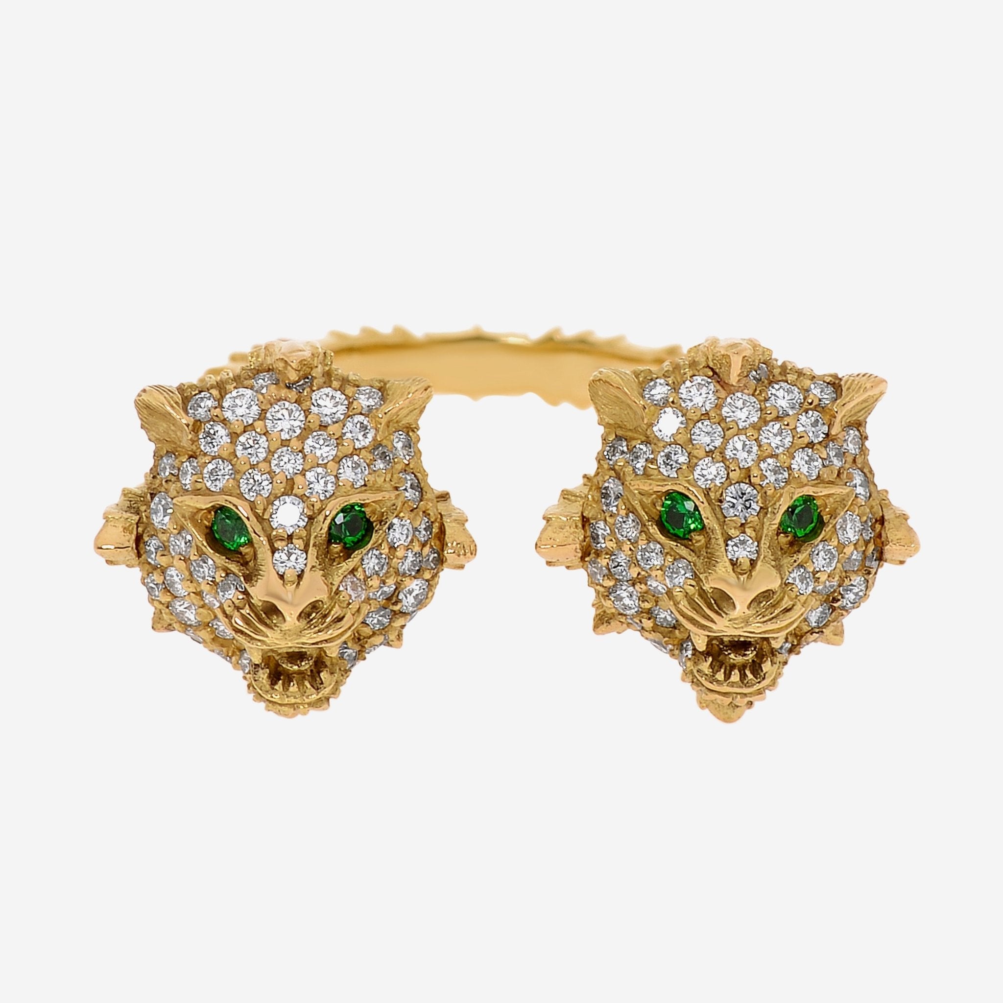 Gucci Le Marche Des Merveilles 18K Yellow Gold, Diamond 0.63ct. tw. and Tsavorite Statement Ring 107462 - THE SOLIST - Gucci