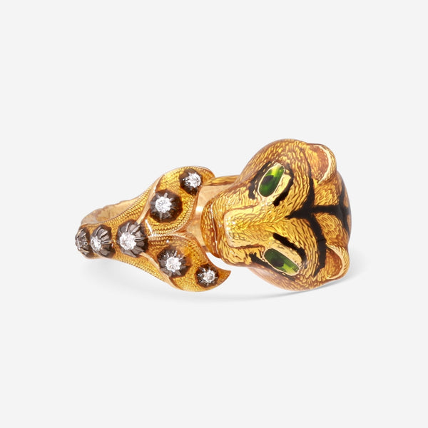 Gucci Le Marche des Merveilles 18K Yellow Gold Diamond Ring Sz. 6.25 YBC462053002