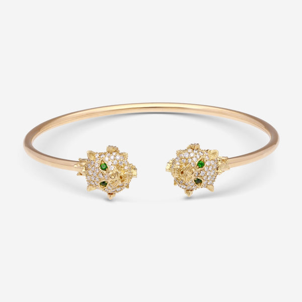 Gucci Le Marche des Merveilles 18K Yellow Gold Diamond Tsavorite Bangle Bracelet YBA482053001 - THE SOLIST - Gucci