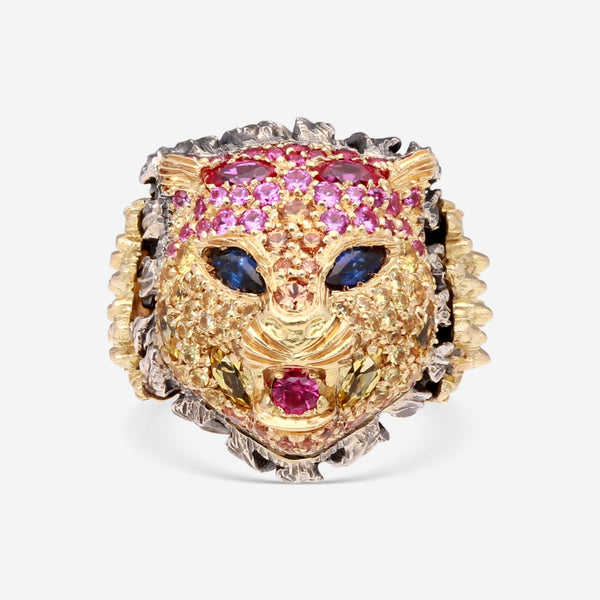 Gucci Le Marche des Merveilles 18K Yellow Gold & Sterling Silver Sapphire & Ruby Ring Sz. 6.5 YBC482045001 - THE SOLIST - Gucci