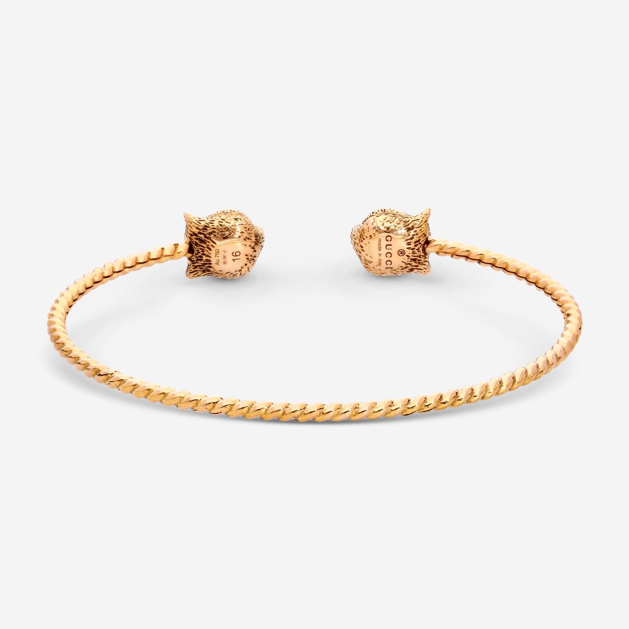 Gucci Le Marche des Merveilles Aged Yellow Gold Diamond Bangle Bracelet YBA526320001 - THE SOLIST - Gucci