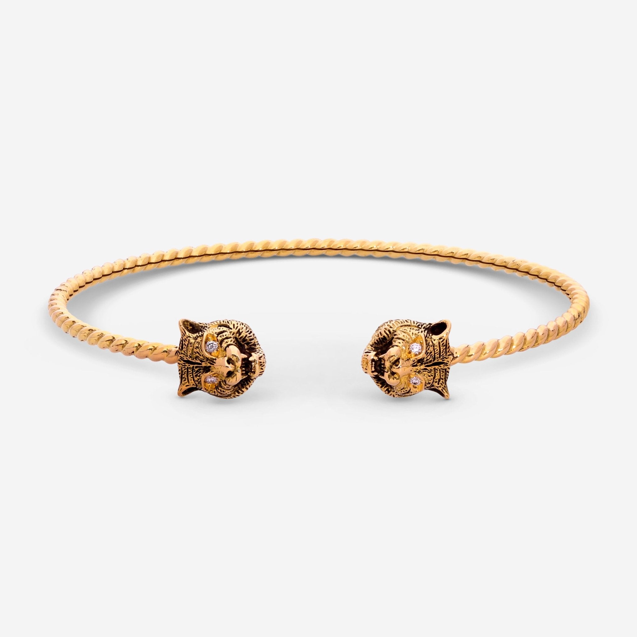 Gucci Le Marche des Merveilles Aged Yellow Gold Diamond Bangle Bracelet YBA526320001 - THE SOLIST - Gucci