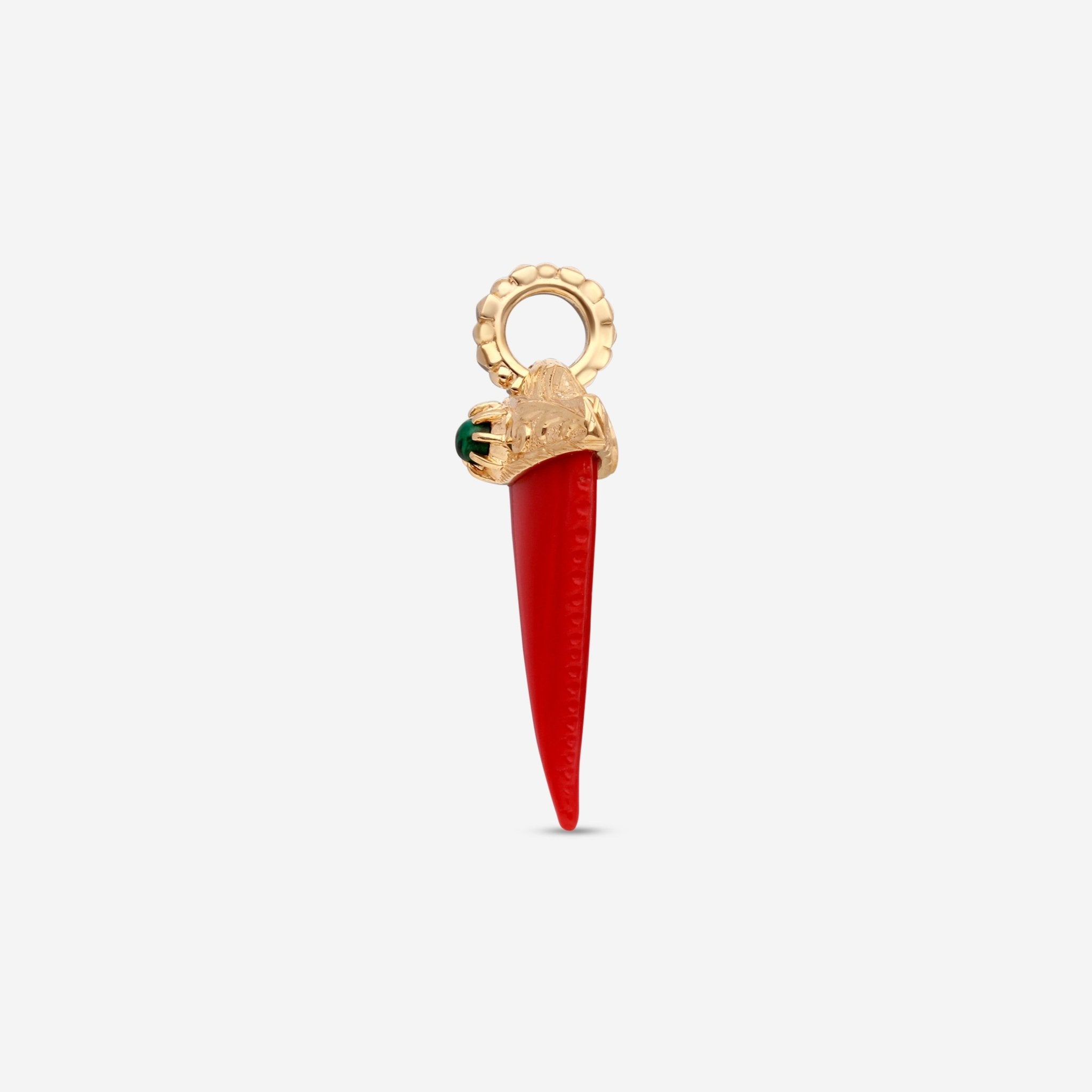 Gucci Le Marche des Merveilles Yellow Gold & Red Coral Malachite Shark Tooth Charm YBG462027001 - THE SOLIST - Gucci