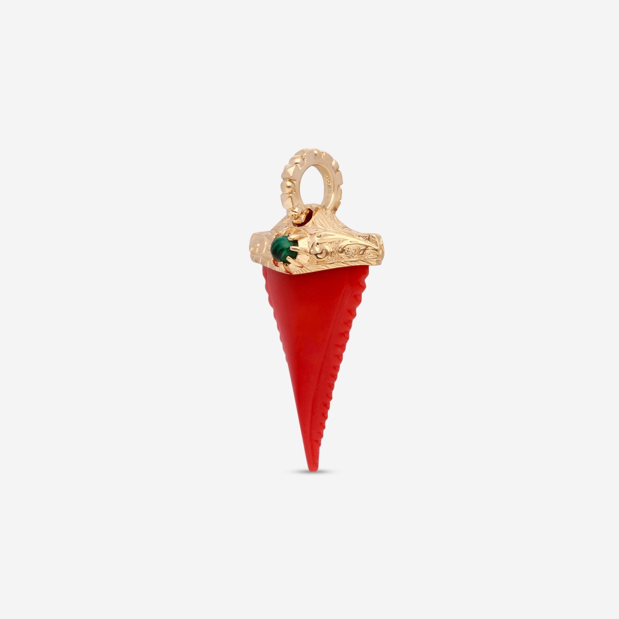 Gucci Le Marche des Merveilles Yellow Gold & Red Coral Malachite Shark Tooth Charm YBG462027001 - THE SOLIST - Gucci