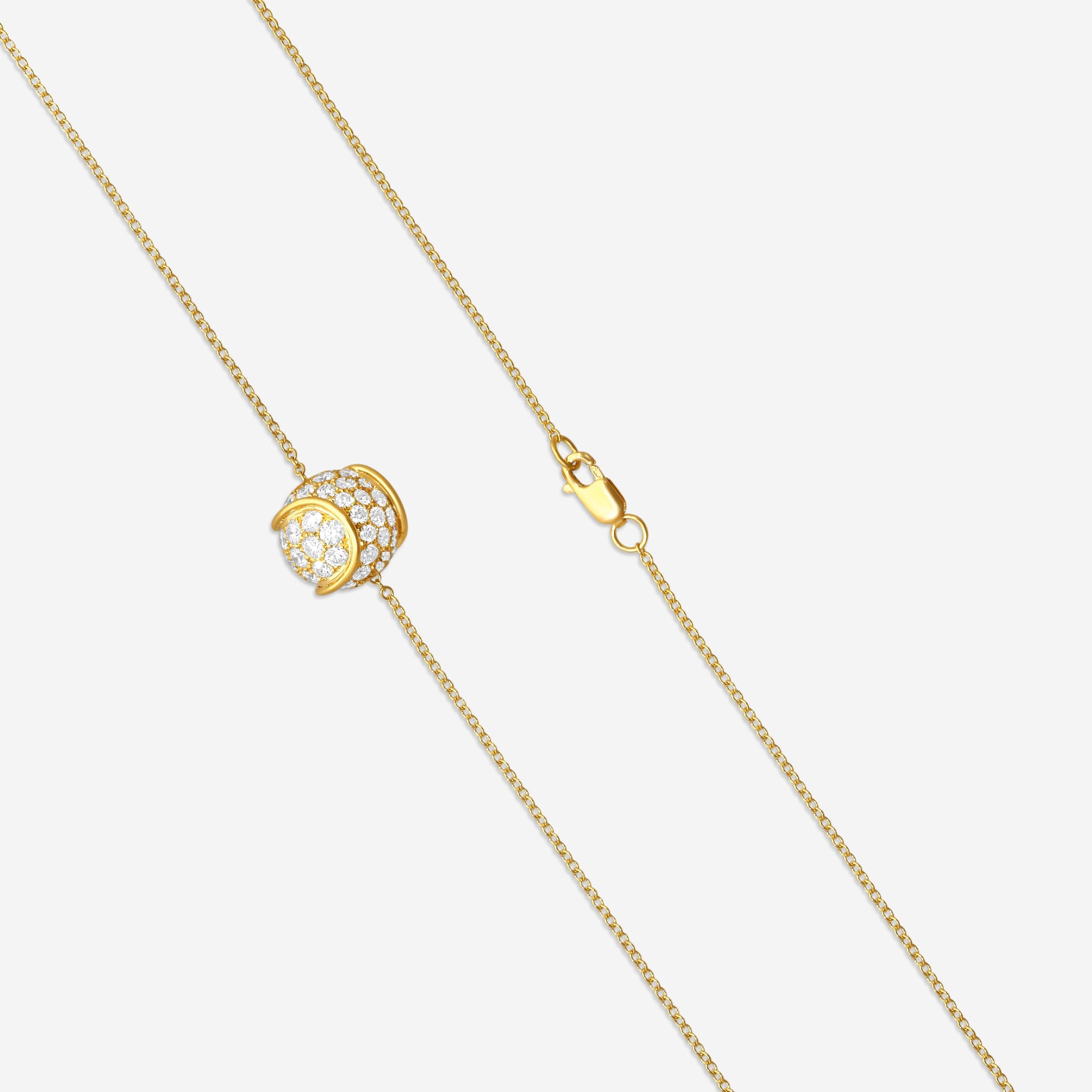 Suna 18K Yellow Gold Diamond Tennis Ball Pendant Necklace N6631Y