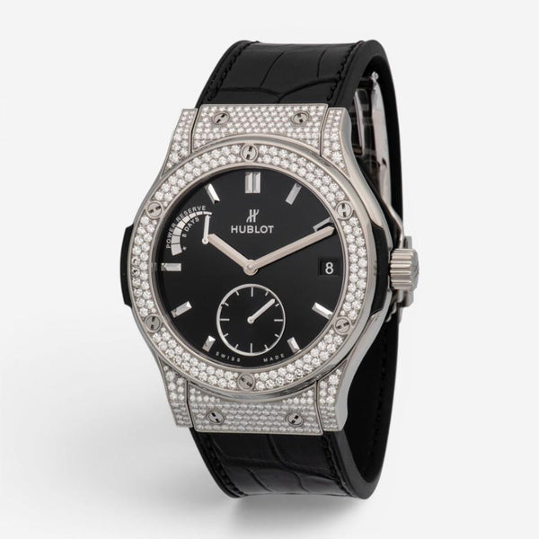 Hublot Classic Fusion Power Reserve Titanium Diamond Manual Wind Men's Watch 516
