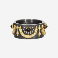 Armenta Old World 18K Yellow Gold & Blackened Sterling Silver Band Ring Sz. 7 1