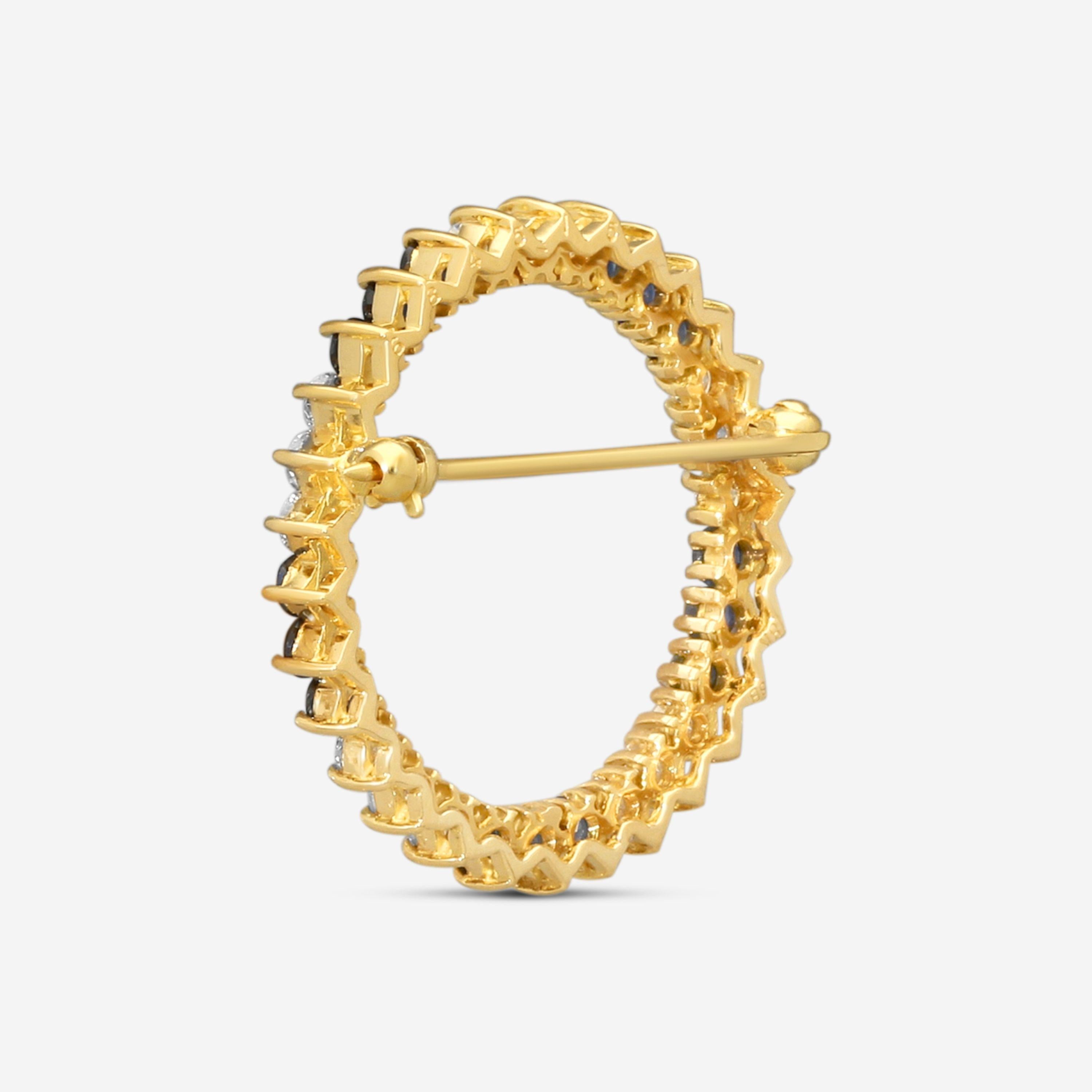Suna 18K Yellow Gold Diamond & Sapphire Circle Pin P7139SY