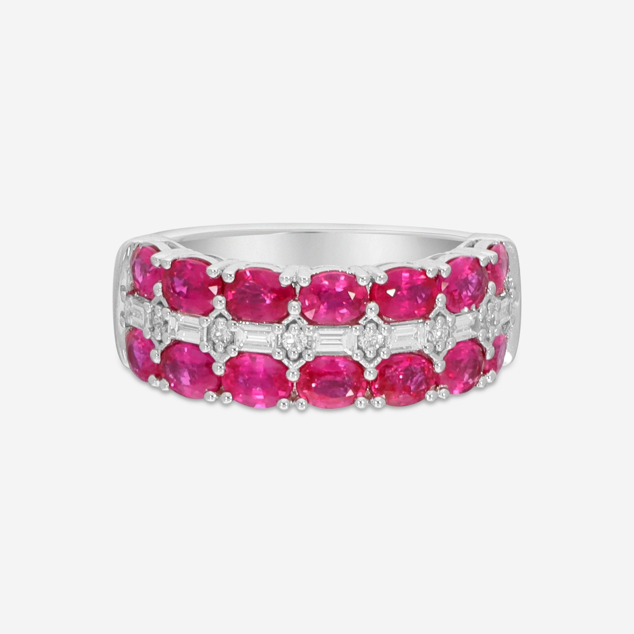 Ina Mar 14K White Gold 0.32ct.tw Diamonds and 2.81ct.tw Ruby Ring IMKGK43 - THE SOLIST - Ina Mar
